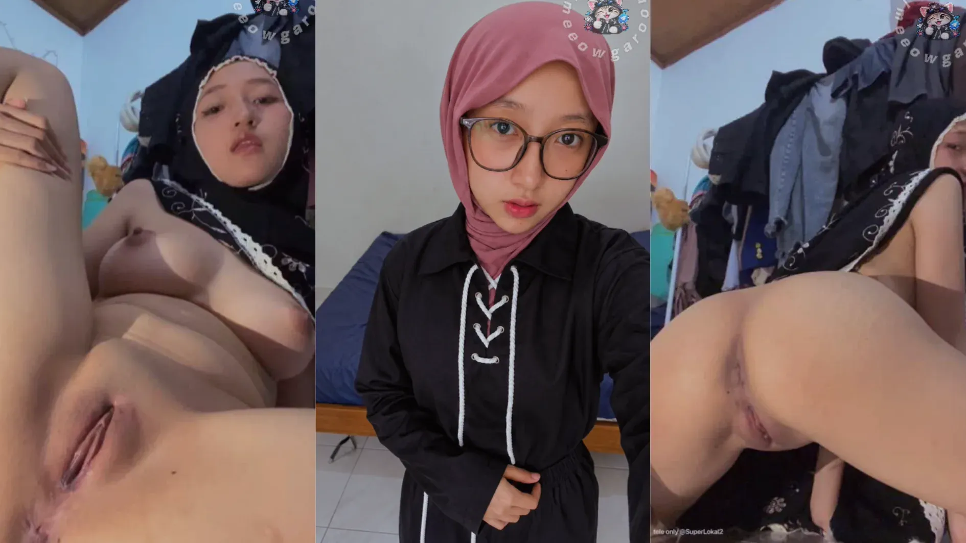Abg Jilbab Kacamata Sange Pamer Memek Mungil Becek